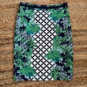 Boden Size 4 Petite Botanical Leaves Print Pencil Skirt